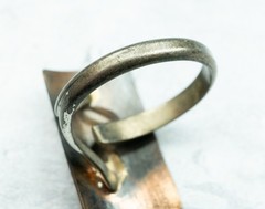 Vintage Hammered Copper Engraved with Pinecone Ring – Adjustable Size – Handmade