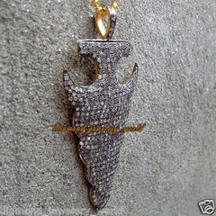 3.97ct Genuine Old Mine Rose Cut Diamond Silver Estate Arrowhead Pendant Jewelry