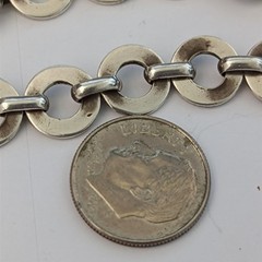 Vintage Sterling Silver Circle Link Bracelet Modernist Minimalist Toggle Round