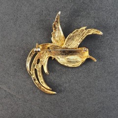 Jewelry Lot Bird Brooch Pin Eagle Hummingbird Roadrunner Rhinestone Enamel Gold