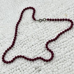 Burgundy Wine Bead Minimalist Necklace HEAVY READ 18″