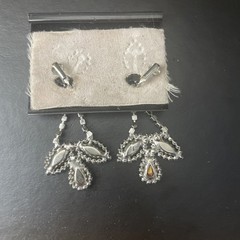 RJ Graziano clip statement chandelier rhinestone/crystal bead earrings/Clip on