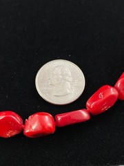 Vintage Red Coral Chunky Sterling Silver Clasp Beaded Necklace 20″ B110