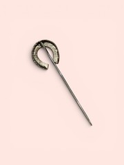 Antique Victorian Rhinestone Horseshoe Stick Pin Lucky Equestrian Lapel Hat Pin
