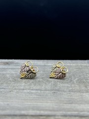 Black Hills 12k Tricolor Gold Grape Leave Earrings