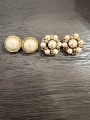 Vintage Faux Pearl Gold Tone Clip On Earrings Lot