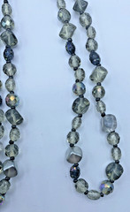 Vintage Smoky Gray Multi Bead Crystal Long Made In Germany Necklace