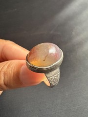 Vintage Handcrafted Silver Ring Unique Cabochon Quartz Gemstone Ring Size 8.5 US