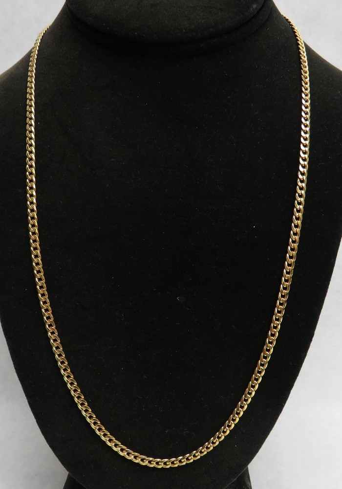 VINTAGE 10K YELLOW GOLD 22″ CURB LINK CHAIN