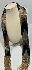 Vintage Southwestern Style Beaded Black Silver And Gold Necklace Jewelry