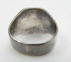 VINTAGE SILVER ASIAN “GOOD FORTUNE” BLACK ONYX RING, SIZE 10-1/2, 11.8 GRAMS