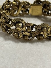 HTF Vintage French Modernist Coil Bracelet Gilt Bronze Plated Woven Wire 1950s
