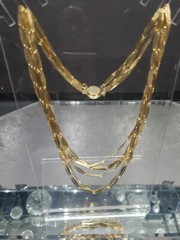 Multi chain links 6 layer Bib Necklace, c.1970-80s gold tone metal vintage