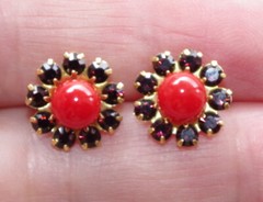 Vintage Gorgeous 10MM Garnet Seed Flower Jackets For Earrings Use W Any Studs