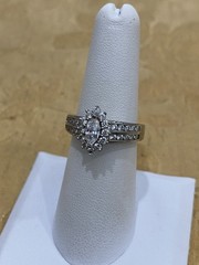 Designer Signed JH Sterling Silver 925 Clear Stones Ring Size 6.75