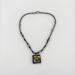 Murano Black Gold Necklace Silver Glass