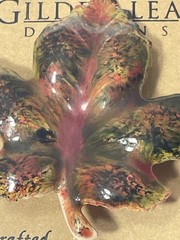 Guilded Leaf Brooch Pin Handcrafted USA Enamel Autumn Maple Leaf New On Card