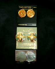Vintage Lot NOS Pierced and Clip On Earrings, Set of 3 Pair Two Sisters Medici