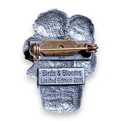 Birds and Blooms Sunflowers Pot Brooch 2006 Signed Limited Edition VTG Pin