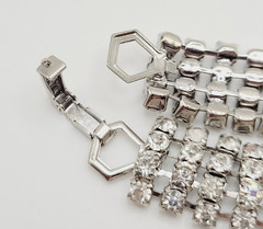 La Rel Rhinestone Clear Sparkling Wide Multi Stone Fancy Dress Vintage Bracelet