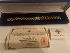 Camrose & Kross Jackie Kennedy Emerald And Crystal Thick Gold Bracelet JBK