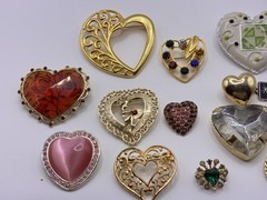 Large Vintage Heart Lot of Necklaces, Bracelets, Brooch’s, Earrings & a Ring 42