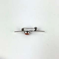 Vintage Art Deco Sterling Silver Coral Stone Brooch Bar Pin 2.4g Swirl 2” Native