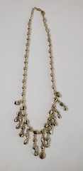 Vintage Cascading Bib Statement Necklace Rhinestone Brown Goldtone Gemstone