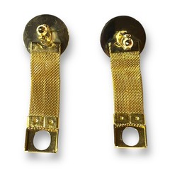 VTG Lamode Cufflinks Tie Bar Men Gold Tone Imported Stone Cabochon Floral Carved