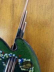 Vtg. 1950’s Matisse Renoir Artist’s Palette Enamel Copper Brooch Pin 4.25″