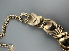 Vintage Collar Necklace Gold Tone Leaf Link Textured Layered Chunky Retro 16″