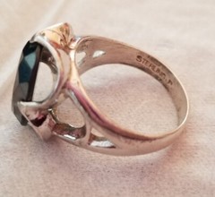 Vintage Mid Century Modern Sterling JP Silver Hematite Ring Size 8.75 Free Ship