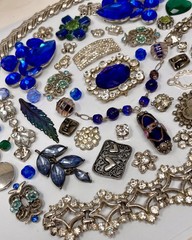 Lot Vintage & Modern Jewelry Parts Broken Repurpose Craft Rhinestones Harvest L