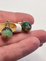 Vintage Green Tigers Eye Dangle Earrings Gold Tone Mix It Jcpenny 1990s