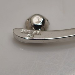 Sterling 925 Wishbone Brooch 1.25in Clear Stone Accent 2.41g Vintage