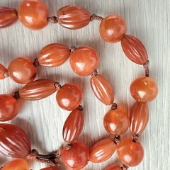 Vintage Possibly Antique Hand Knotted Carnelian Beaded Necklace Needs a Clasp