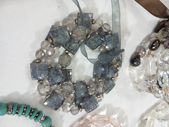 Plastic, Gemstone + crystal bead bracelets. Lot of 10 beaded mixed materials