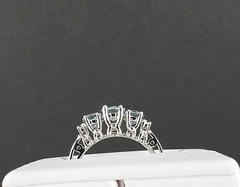 Estate 10K White Gold Blue Tuormaline Diamond Ring 3 Stone Jewelry Size 6.75