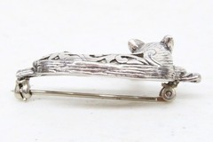 Vtg Jezlaine Filigree Cat Playing with Mouse 4.6G 925 Sterling Silver Pin Brooch