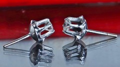 14k white gold earrings 0.50ct natural diamond screwback flower stud 1.95g N3762