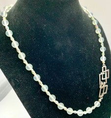 Opaline Glass Bead Necklace w/ 925 Modernist Geometric Interlocking C Clasp MCM