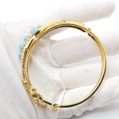 Vintage Art Arthur Pepper Faux Pearls & Faux Turquoise Gold Tone Bangle Bracelet