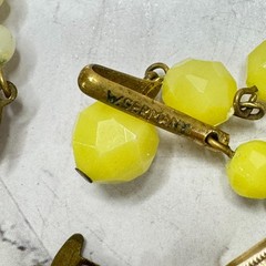 Two Vintage West Germany Necklaces Yellow Off White Lucite Plastic 3 Strand Long