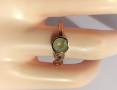 Vintage Rose Gold Plated Silver & Prehnite Ring, Infinity Theme, P (17.75 mm)