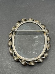 Antique Sterling Pietra Dura Pin/Brooch Mosiac Floral