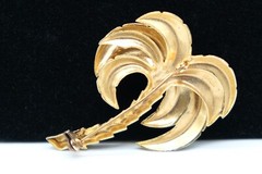 J4I Vintage Gold & Silver Tone Textured Damascene Palm Tree Signed Spain