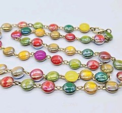 Retro Couture Necklace Long Circles Multicolored 28 in Gold tone Vintage