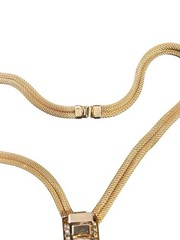 Vintage Gold-Tone Statement Lariat Necklace with Green Gemstone Accents