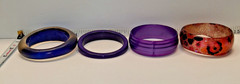 Lot of 4 Vintage Collectable Bangle Bracelets Lucite and Others