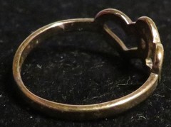 Vintage Used Two Hearts Together 18K HGF Ring Size 4.75 Tiny Pinky Unbranded GUC